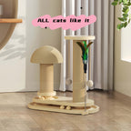 Compact Cat Tree with Sisal Scratching Post, Mushroom Hideaway, Track Balls and Small or Large Size Options