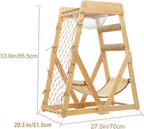 Cat Tree Triangle Cat Tower with Sisal Scratching Posts, Soft Hammock Bed & Hanging Feather Toys – Bamboo Stable Cat Climbing Tower for Indoor Cats, Kittens & Small Cats, Space-Saving Design