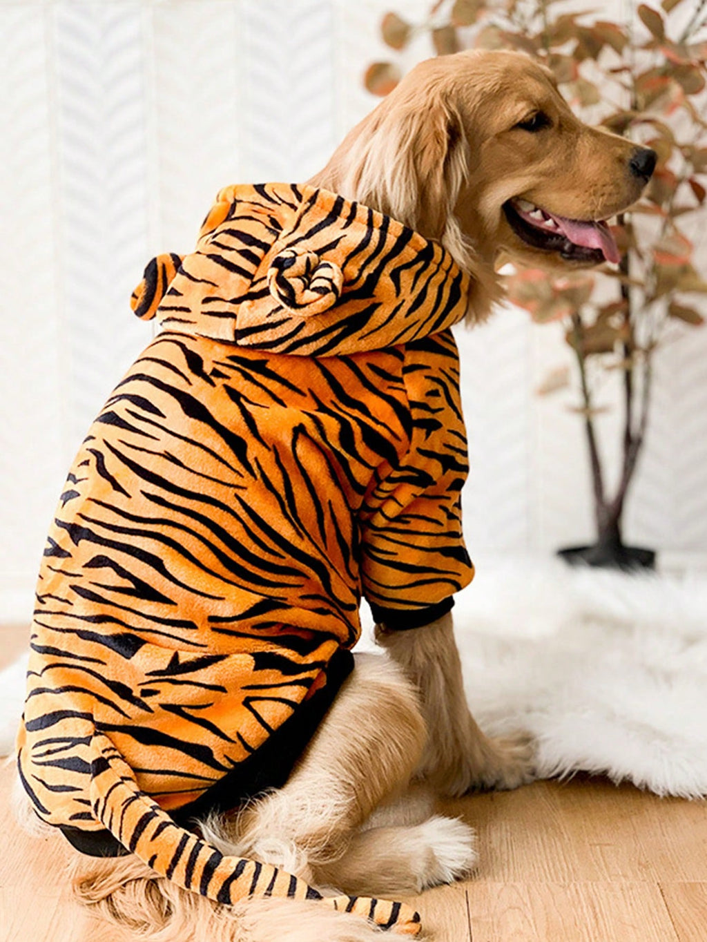 1pc Winter Warmer Pet Clothes For Medium To Large Sized Dogs Such As Golden Retriever / Labrador, With Funny Tiger Costume Design