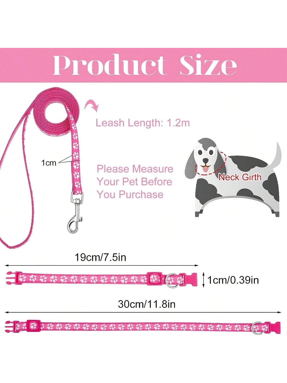 1pc Light Purple Collar And Leash Set With Adjustable Size For Small Pets