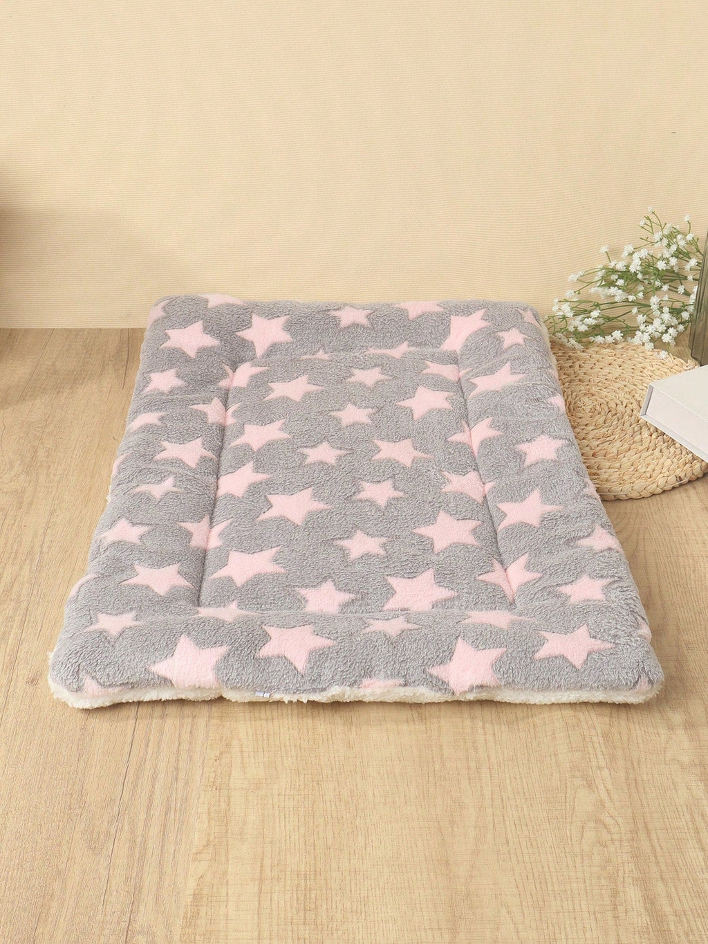 1pc Polyester Star & Heart Breathable Washable Thick Pet Bed Mat For Medium-Small Cats & Dogs, All Seasons (Teddy/Bichon Frise)