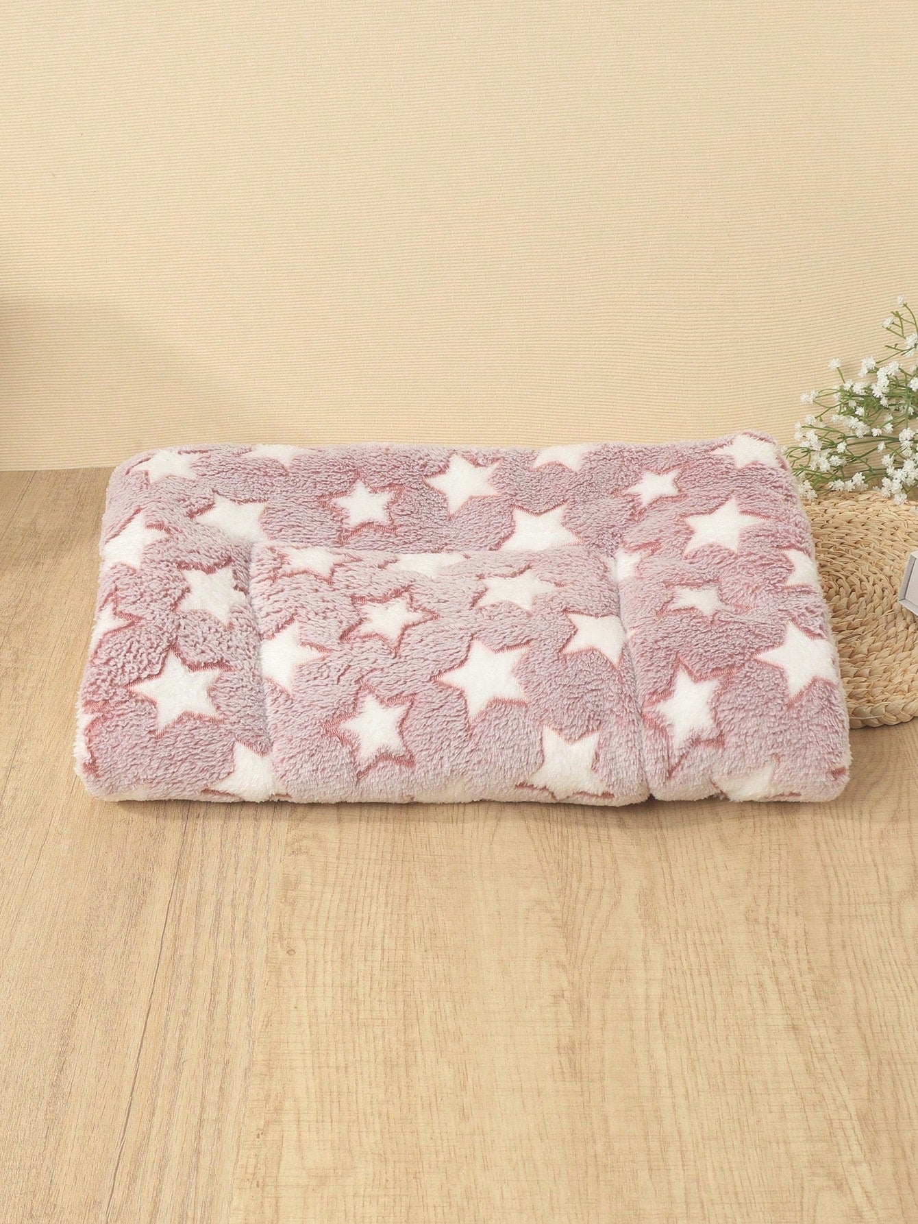 1pc Polyester Star & Heart Breathable Washable Thick Pet Bed Mat For Medium-Small Cats & Dogs, All Seasons (Teddy/Bichon Frise)