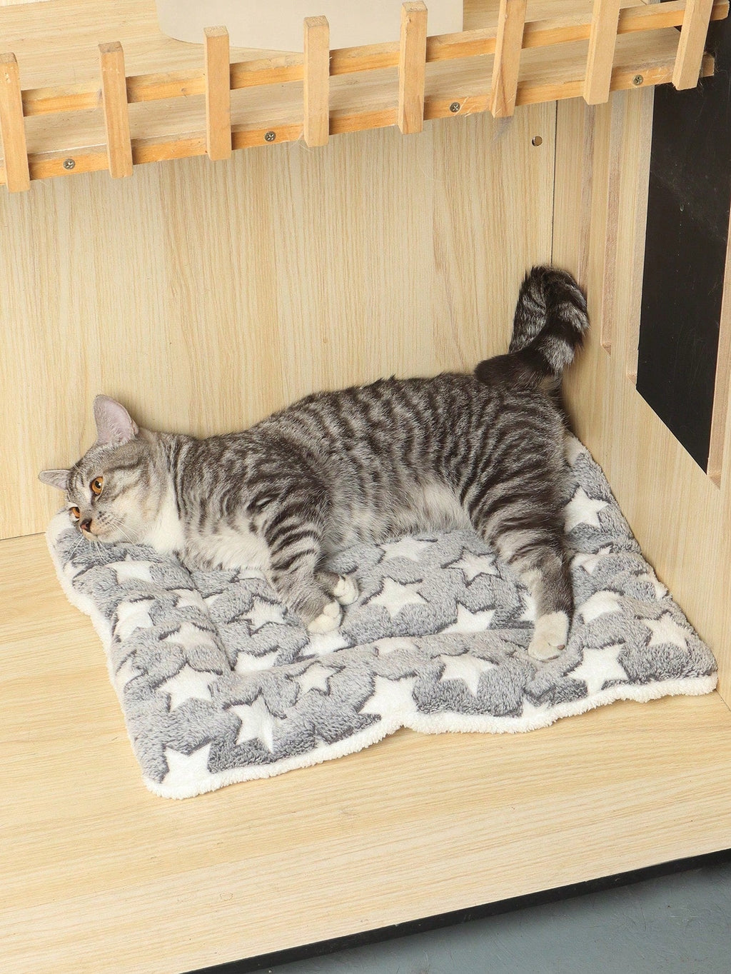 1pc Polyester Star & Heart Breathable Washable Thick Pet Bed Mat For Medium-Small Cats & Dogs, All Seasons (Teddy/Bichon Frise)