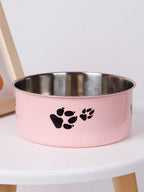 Supet 1pc Cartoon Paw Prints Design Stainless Steel Anti-Slip Pet Bowl For Small And Medium Dogs, Suitable For Indoor And Outdoor Use