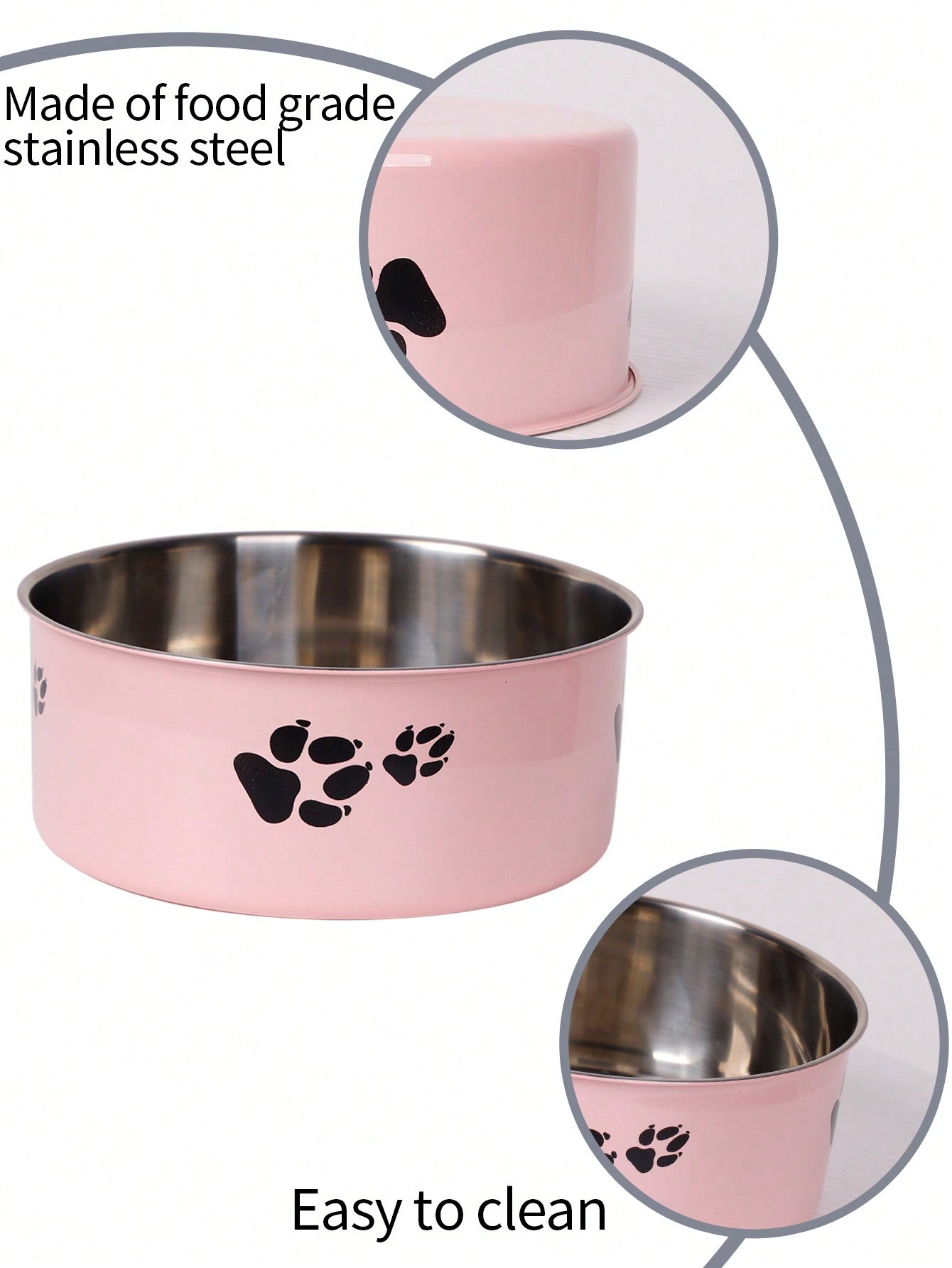 Supet 1pc Cartoon Paw Prints Design Stainless Steel Anti-Slip Pet Bowl For Small And Medium Dogs, Suitable For Indoor And Outdoor Use