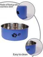 Supet 1pc Cartoon Paw Prints Design Stainless Steel Anti-Slip Pet Bowl For Small And Medium Dogs, Suitable For Indoor And Outdoor Use