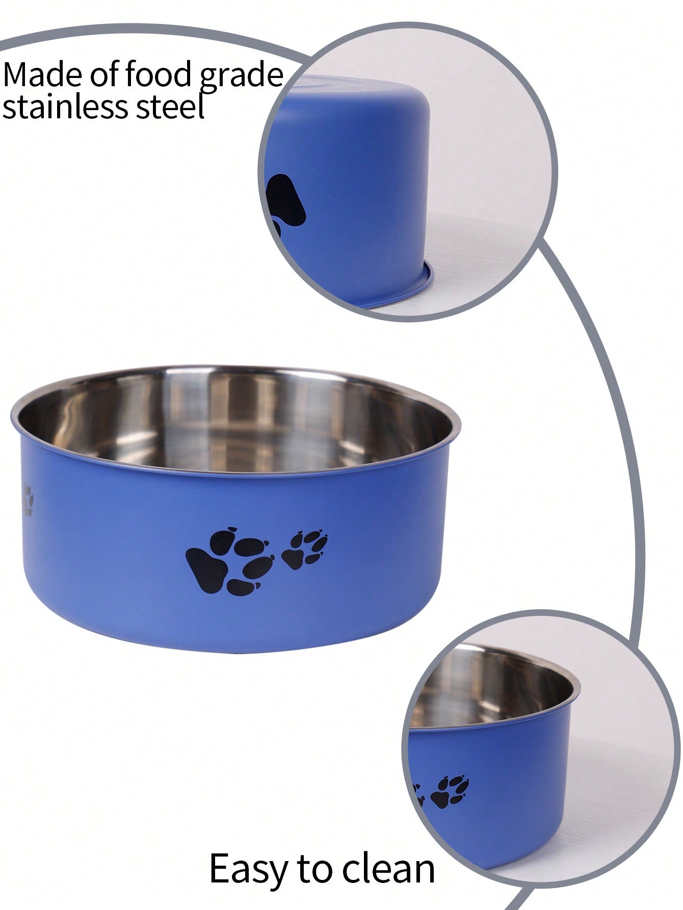 Supet 1pc Cartoon Paw Prints Design Stainless Steel Anti-Slip Pet Bowl For Small And Medium Dogs, Suitable For Indoor And Outdoor Use