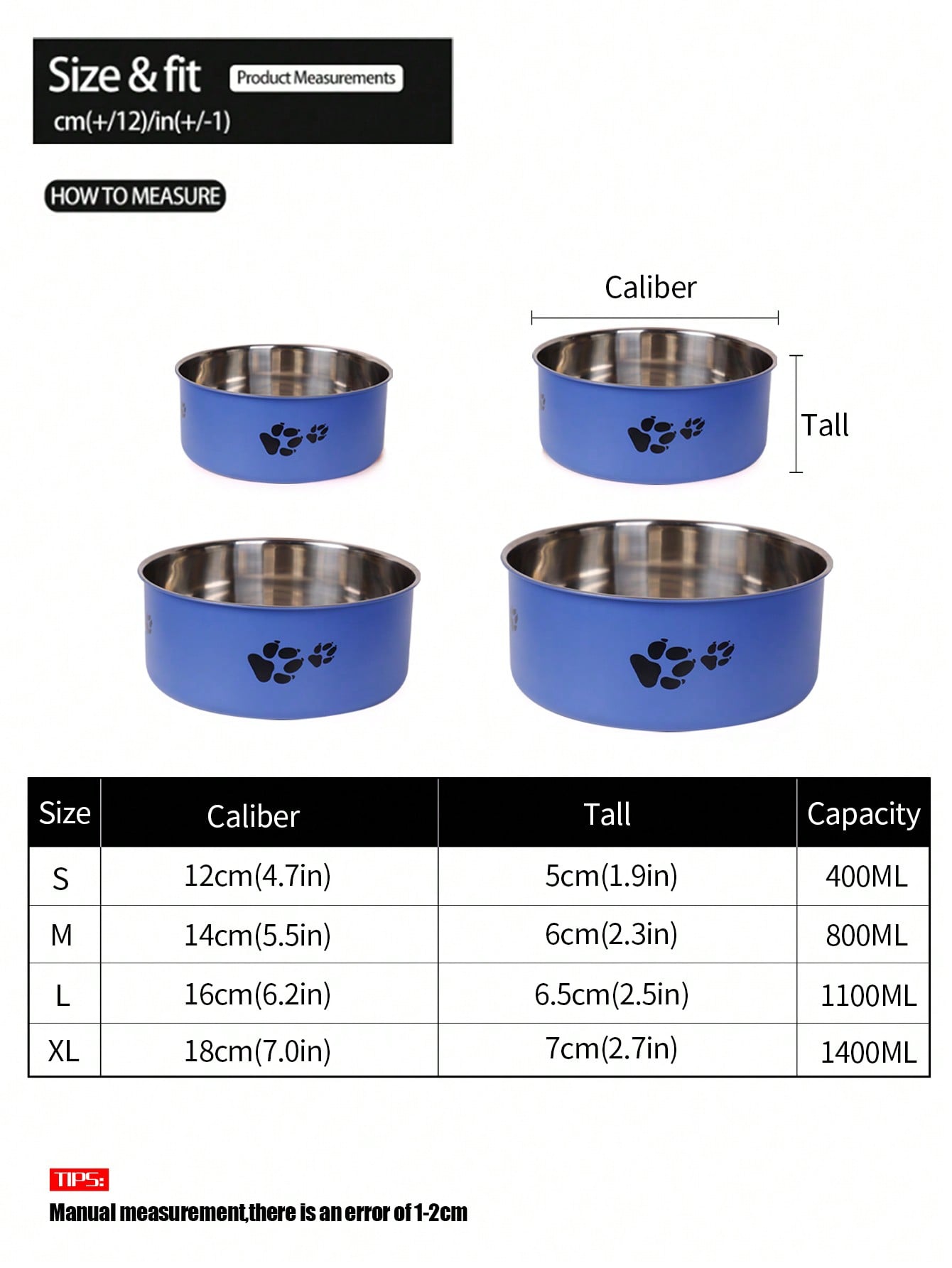 Supet 1pc Cartoon Paw Prints Design Stainless Steel Anti-Slip Pet Bowl For Small And Medium Dogs, Suitable For Indoor And Outdoor Use