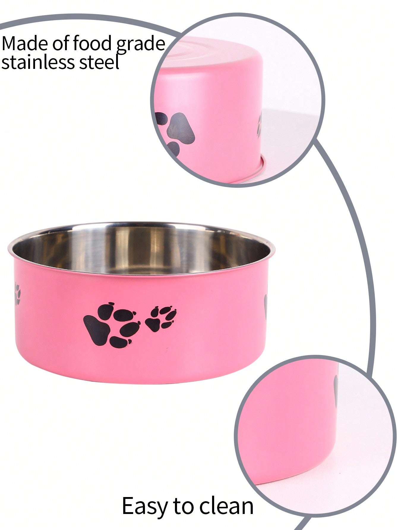 Supet 1pc Cartoon Paw Prints Design Stainless Steel Anti-Slip Pet Bowl For Small And Medium Dogs, Suitable For Indoor And Outdoor Use