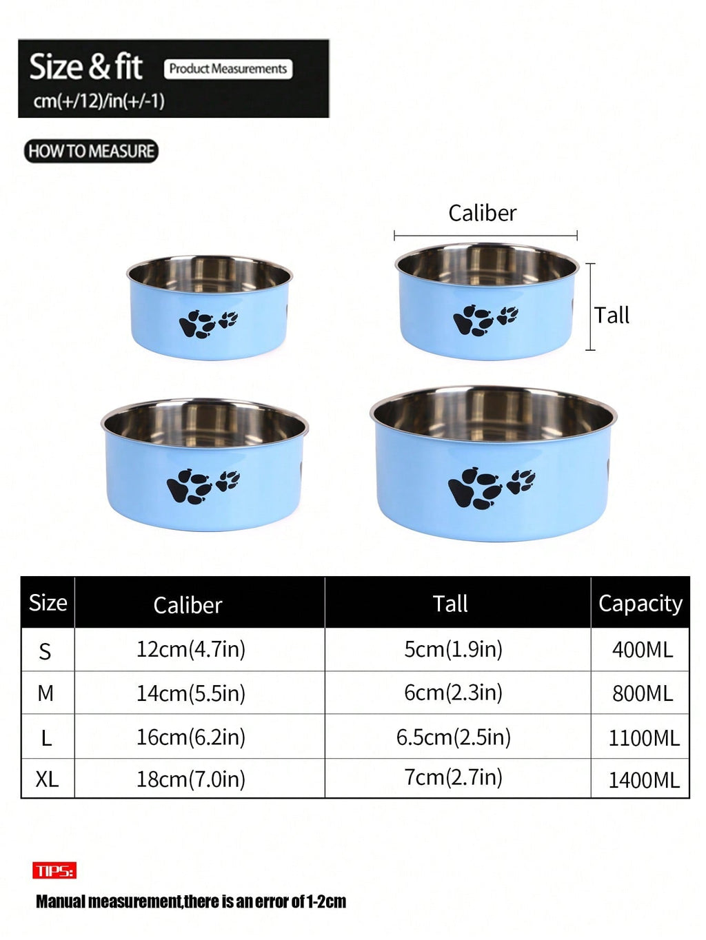 Supet 1pc Cartoon Paw Prints Design Stainless Steel Anti-Slip Pet Bowl For Small And Medium Dogs, Suitable For Indoor And Outdoor Use