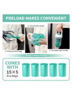 Dog Pooper Scooper, Portable 2 In 1 No Touch Poop Scooper For Small Medium Large Dogs, Claw Wide 6.2'' Dog Waste Pick-Up Cleaner With 75PCS Bag Attachment