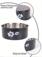Supet 1pc Cartoon Paw Prints Design Stainless Steel Anti-Slip Pet Bowl For Small And Medium Dogs, Suitable For Indoor And Outdoor Use