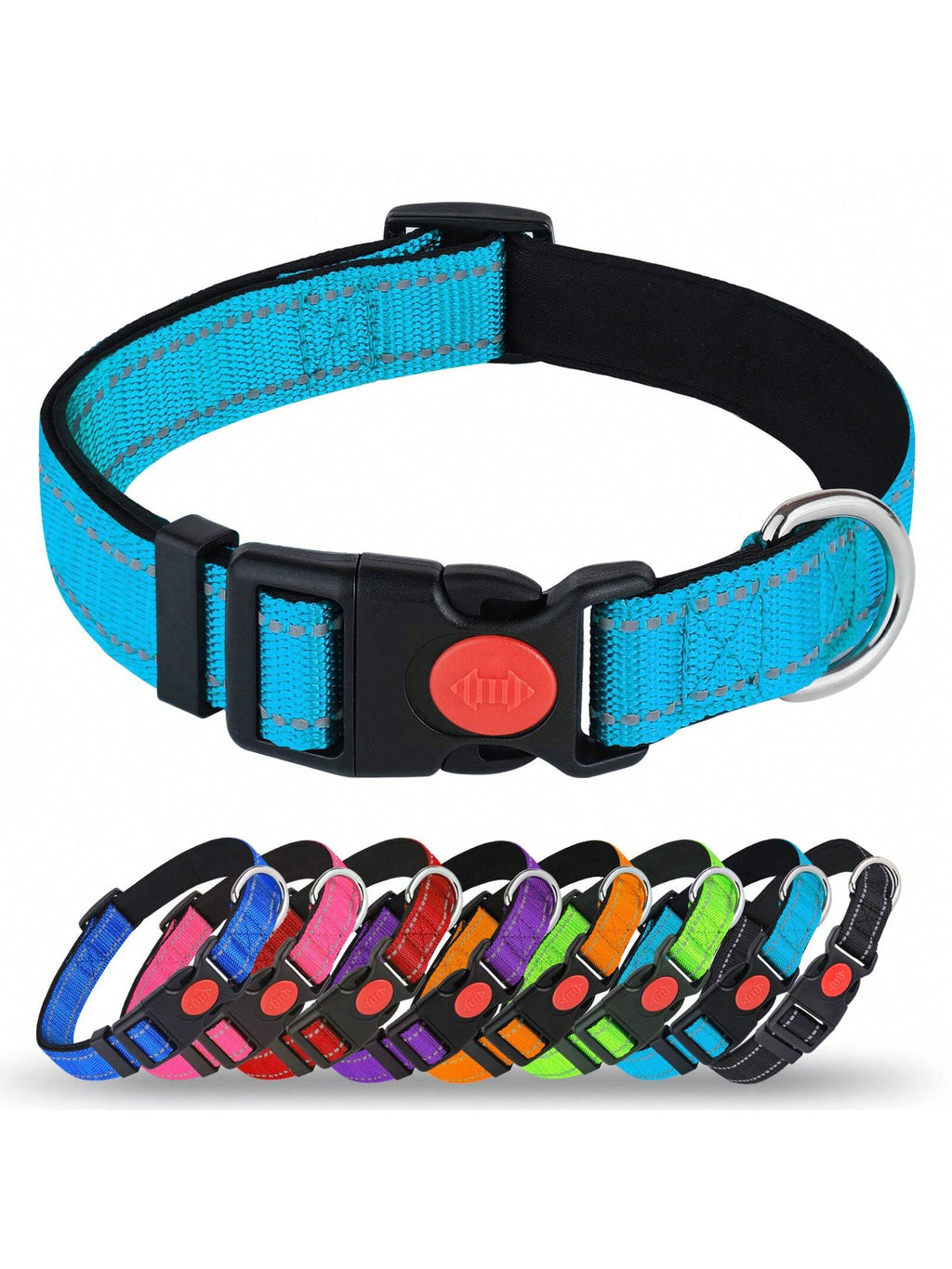 MITOOE 1pc Reflective Dog Collarwith Safety Locking Buckle Adjustable Soft Neoprene Padded Breathable Nylon Pet Collar For Small Medium Large Dogs
