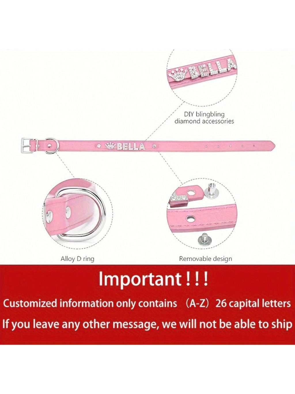 Personalized Dog Collar PU Leather Puppy Cat ID Collars With Rhinestone Heart Star Shaped Dog Accessory For Small Medium And Large Dogs