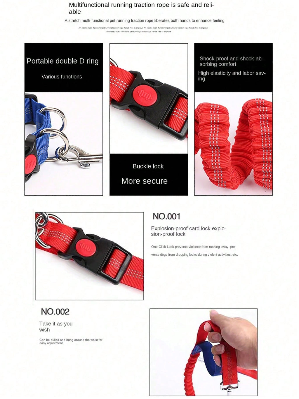 1 Piece Dog Leash With Elastic Reflective Thread, Pet Supplies For Outdoor Walking, Running