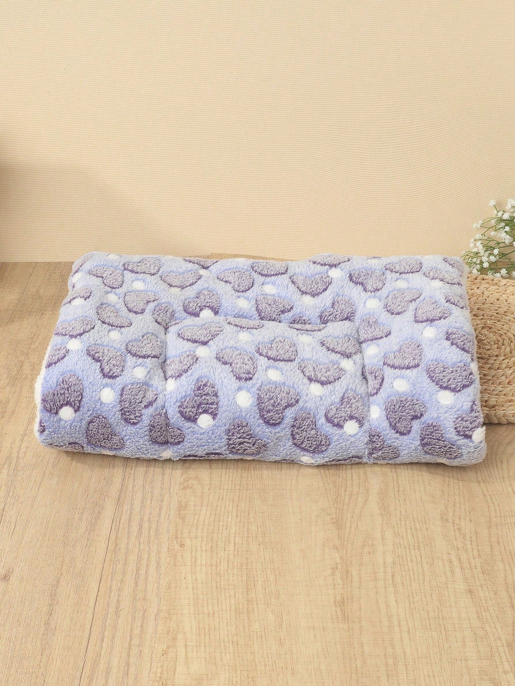 1pc Polyester Star & Heart Breathable Washable Thick Pet Bed Mat For Medium-Small Cats & Dogs, All Seasons (Teddy/Bichon Frise)