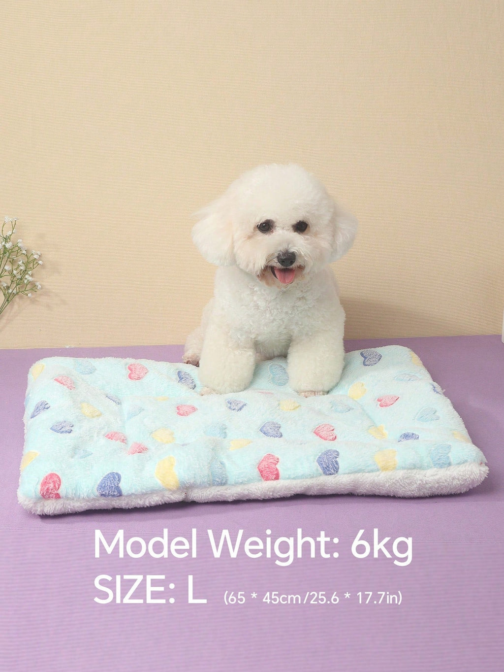 1pc Polyester Star & Heart Breathable Washable Thick Pet Bed Mat For Medium-Small Cats & Dogs, All Seasons (Teddy/Bichon Frise)