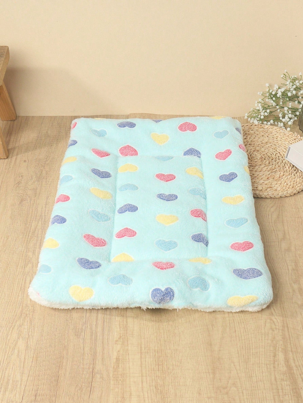 1pc Polyester Star & Heart Breathable Washable Thick Pet Bed Mat For Medium-Small Cats & Dogs, All Seasons (Teddy/Bichon Frise)