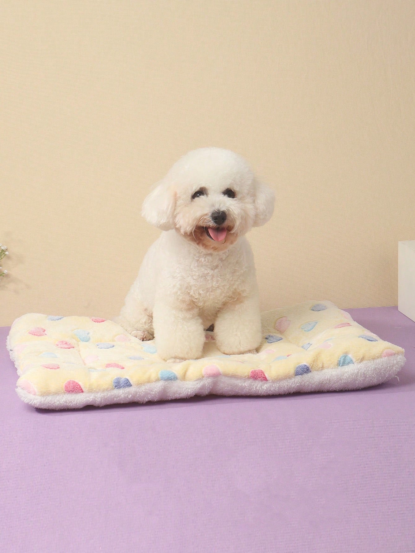 1pc Polyester Star & Heart Breathable Washable Thick Pet Bed Mat For Medium-Small Cats & Dogs, All Seasons (Teddy/Bichon Frise)