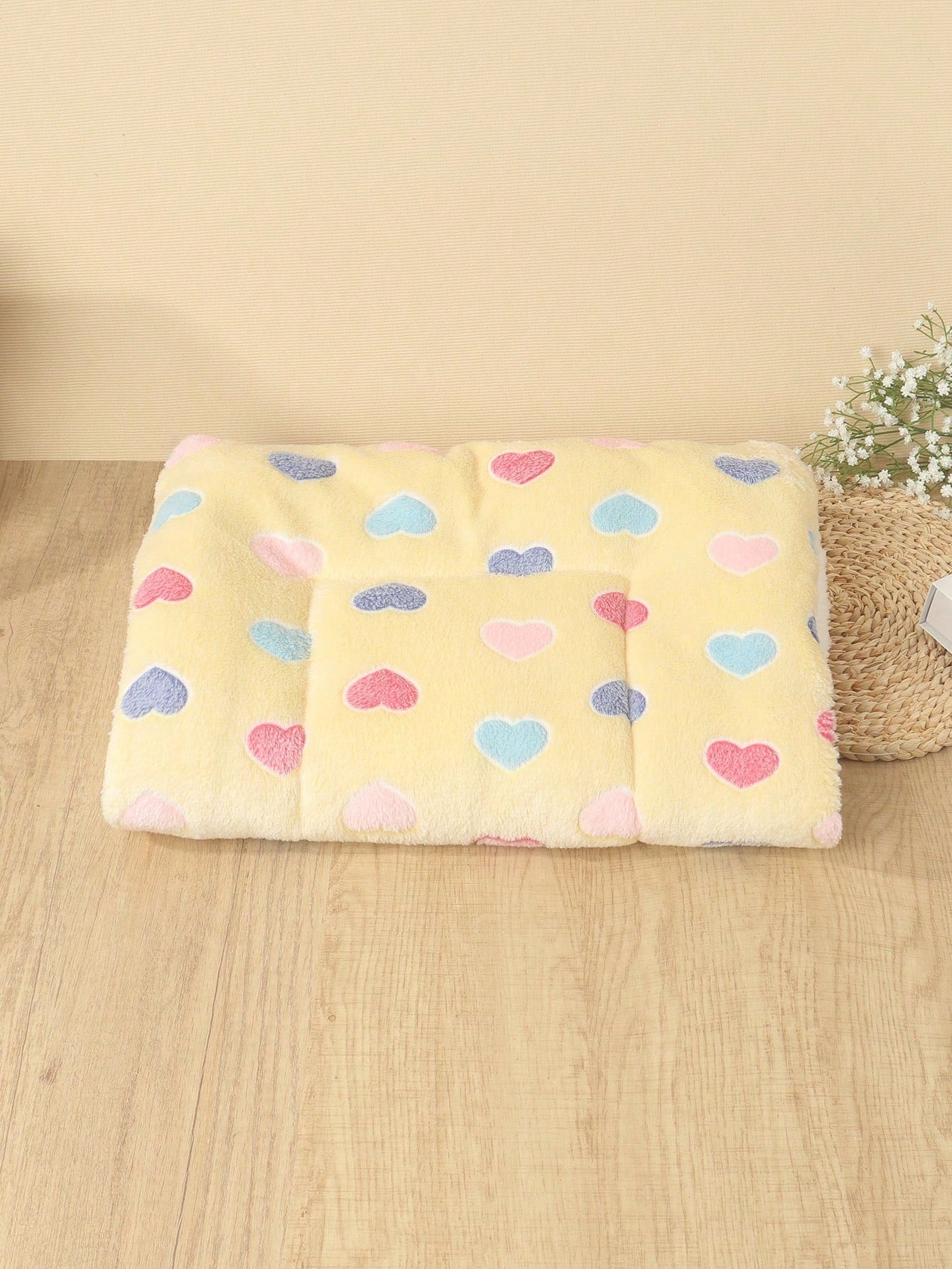 1pc Polyester Star & Heart Breathable Washable Thick Pet Bed Mat For Medium-Small Cats & Dogs, All Seasons (Teddy/Bichon Frise)
