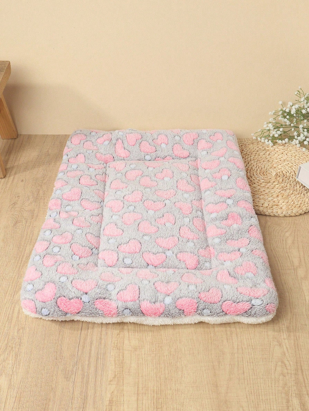 1pc Polyester Star & Heart Breathable Washable Thick Pet Bed Mat For Medium-Small Cats & Dogs, All Seasons (Teddy/Bichon Frise)