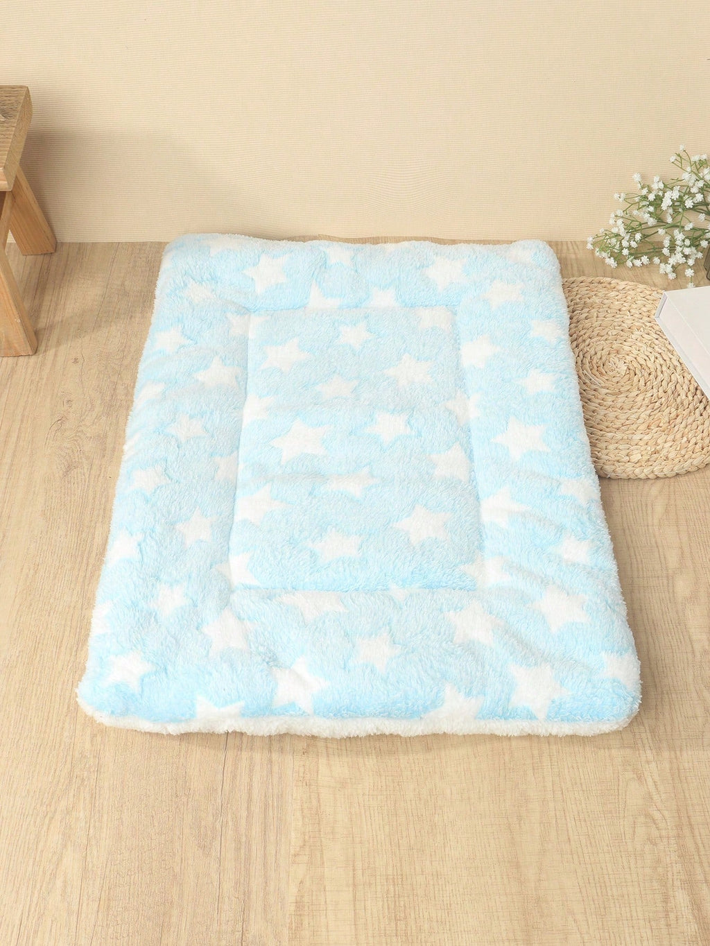 1pc Polyester Star & Heart Breathable Washable Thick Pet Bed Mat For Medium-Small Cats & Dogs, All Seasons (Teddy/Bichon Frise)