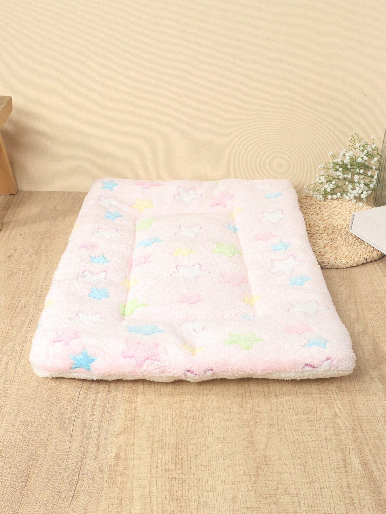 1pc Polyester Star & Heart Breathable Washable Thick Pet Bed Mat For Medium-Small Cats & Dogs, All Seasons (Teddy/Bichon Frise)