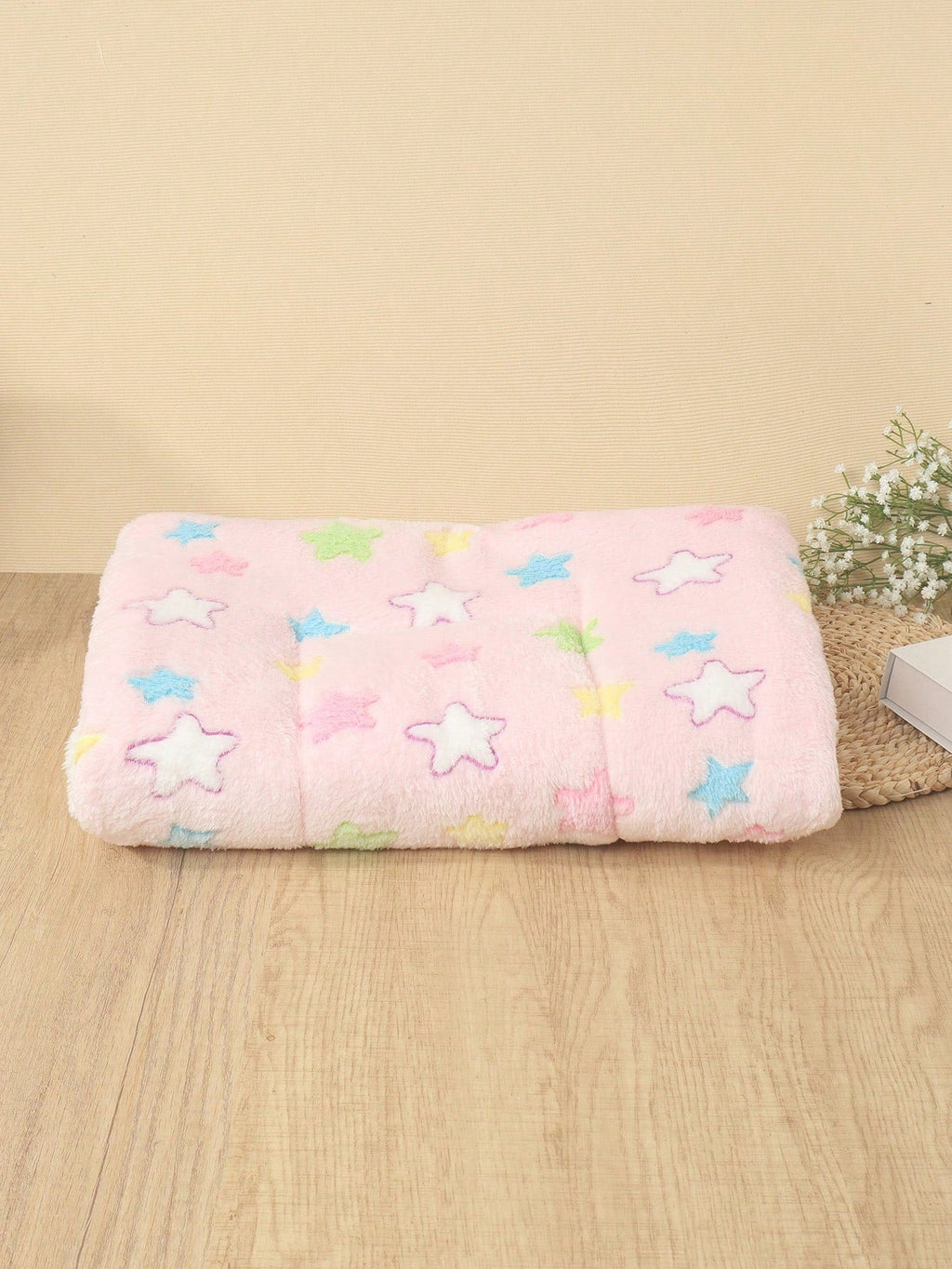 1pc Polyester Star & Heart Breathable Washable Thick Pet Bed Mat For Medium-Small Cats & Dogs, All Seasons (Teddy/Bichon Frise)