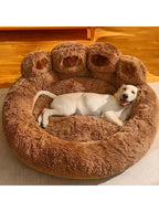 27in  35in  43in  Calming Dog Beds For Large Dogs, Faux Fur Donut Cuddler Dog Bed, Round Fluffy Pillow, Washable Pet Bed For Dogs