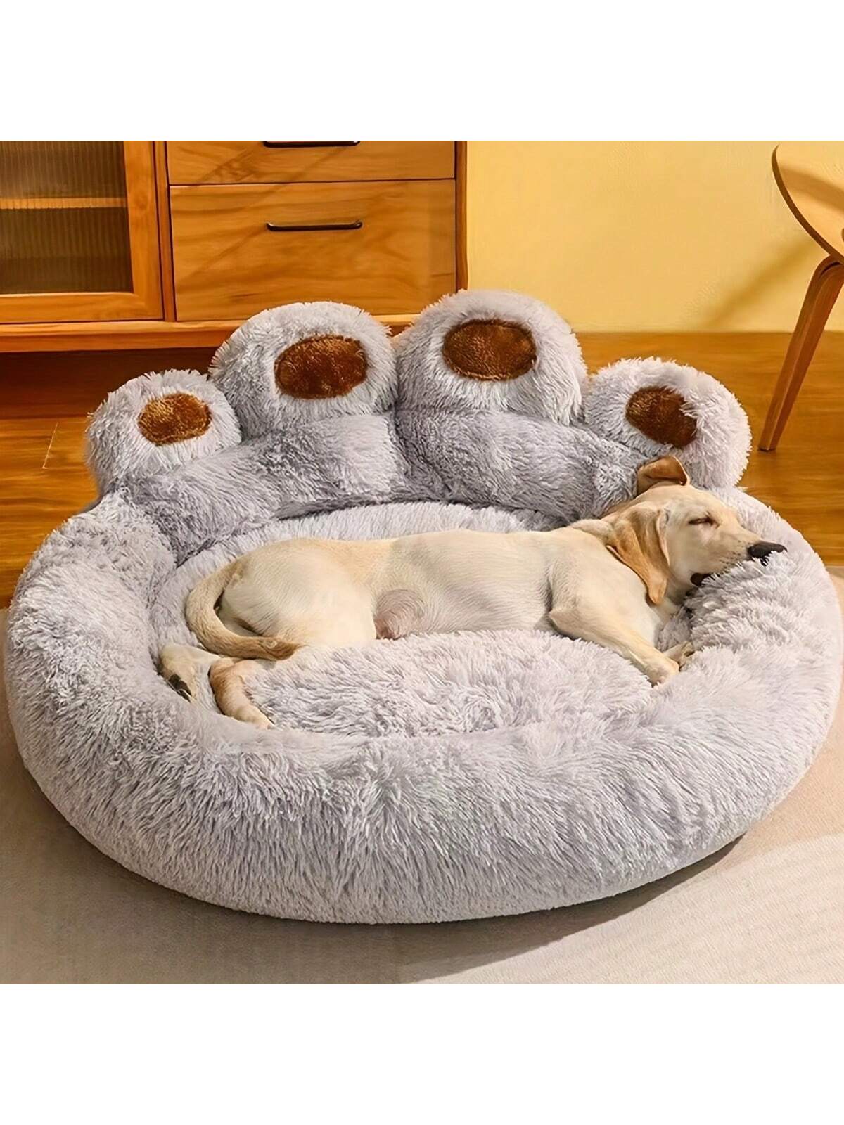 27in  35in  43in  Calming Dog Beds For Large Dogs, Faux Fur Donut Cuddler Dog Bed, Round Fluffy Pillow, Washable Pet Bed For Dogs