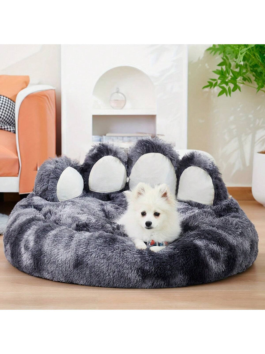 27in  35in  43in  Calming Dog Beds For Large Dogs, Faux Fur Donut Cuddler Dog Bed, Round Fluffy Pillow, Washable Pet Bed For Dogs