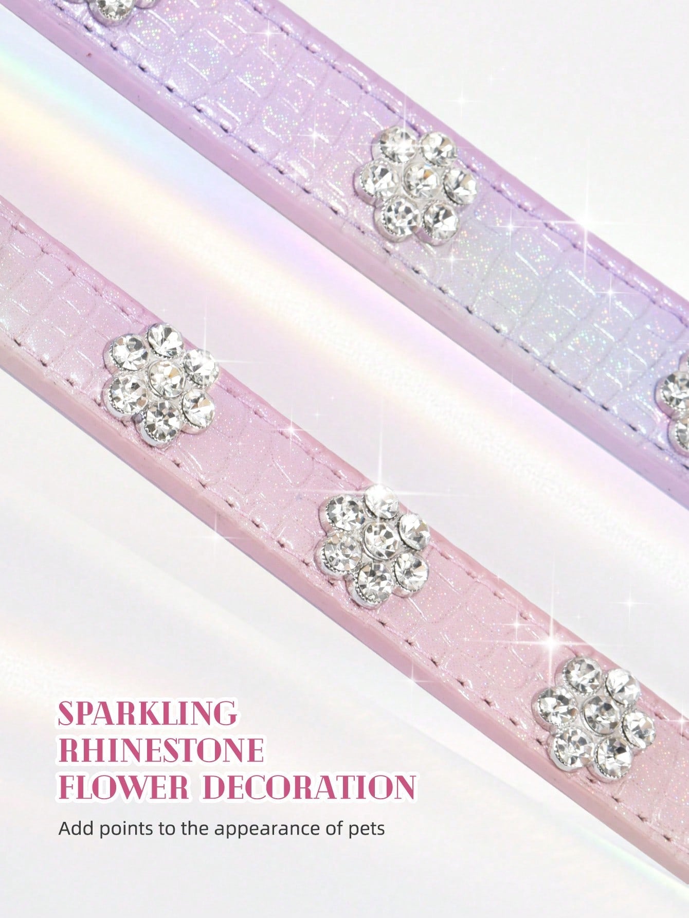 Sparkling Rhinestone Flower Dog Collar, Gradient Colorful Style, Luxurious And Flashy, Adjustable