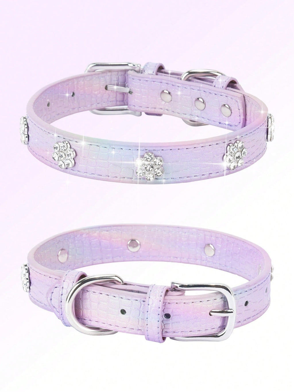 Sparkling Rhinestone Flower Dog Collar, Gradient Colorful Style, Luxurious And Flashy, Adjustable