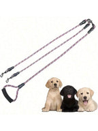 Dual Dog Leash With Wave Pattern - Detachable, Tangle-Free Nylon Lead For Walking Two Dogs