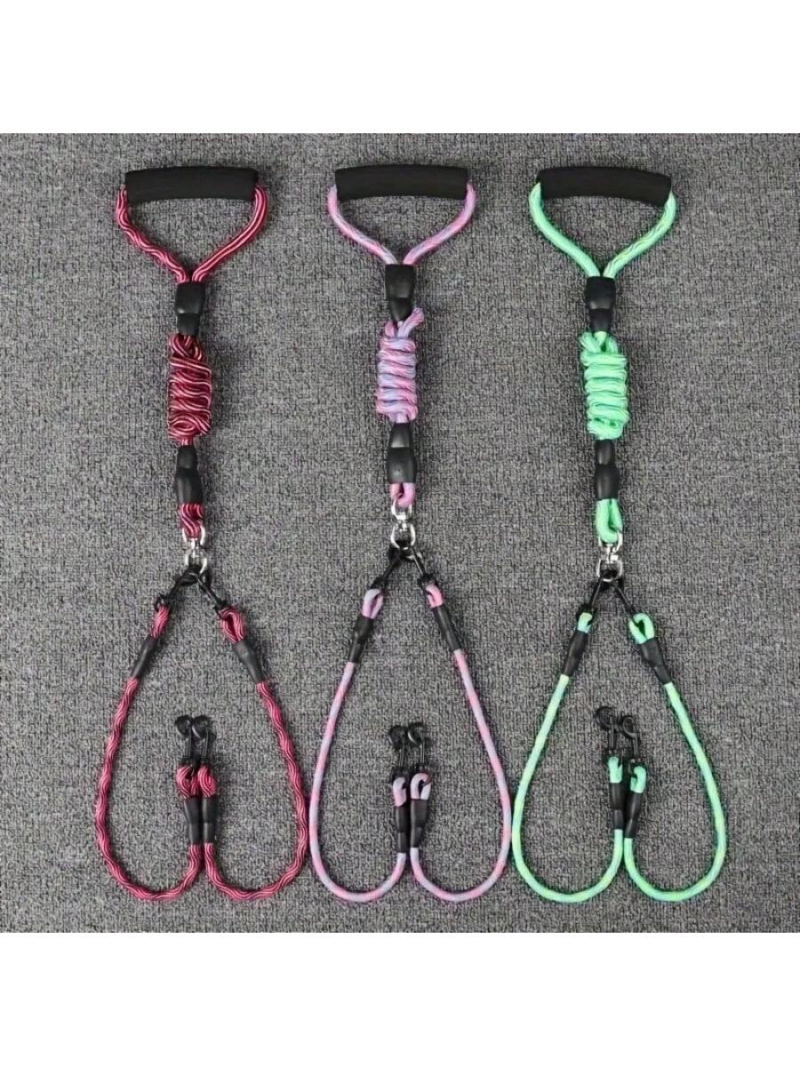 Dual Dog Leash With Wave Pattern - Detachable, Tangle-Free Nylon Lead For Walking Two Dogs