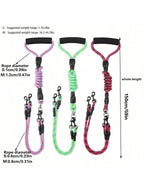 Dual Dog Leash With Wave Pattern - Detachable, Tangle-Free Nylon Lead For Walking Two Dogs