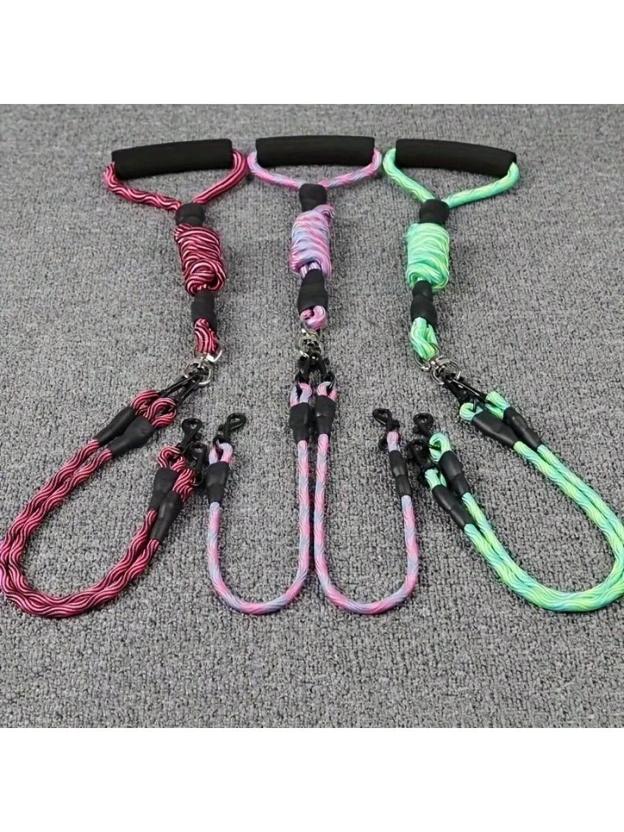 Dual Dog Leash With Wave Pattern - Detachable, Tangle-Free Nylon Lead For Walking Two Dogs