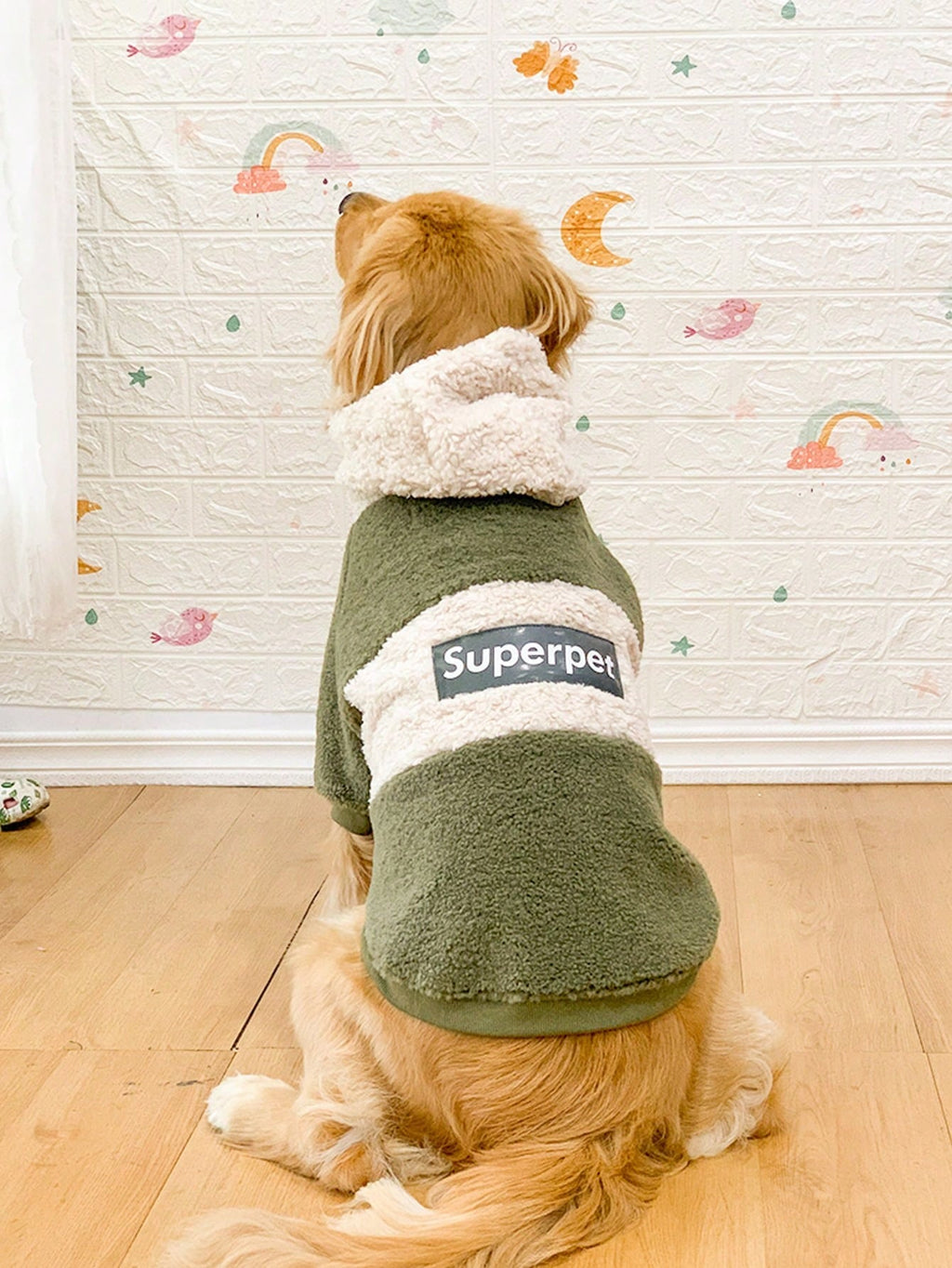 1pc Thick Fleece Hooded Sweatshirt Coat, Warm & Windproof For Medium/Large Dogs, Autumn/Winter