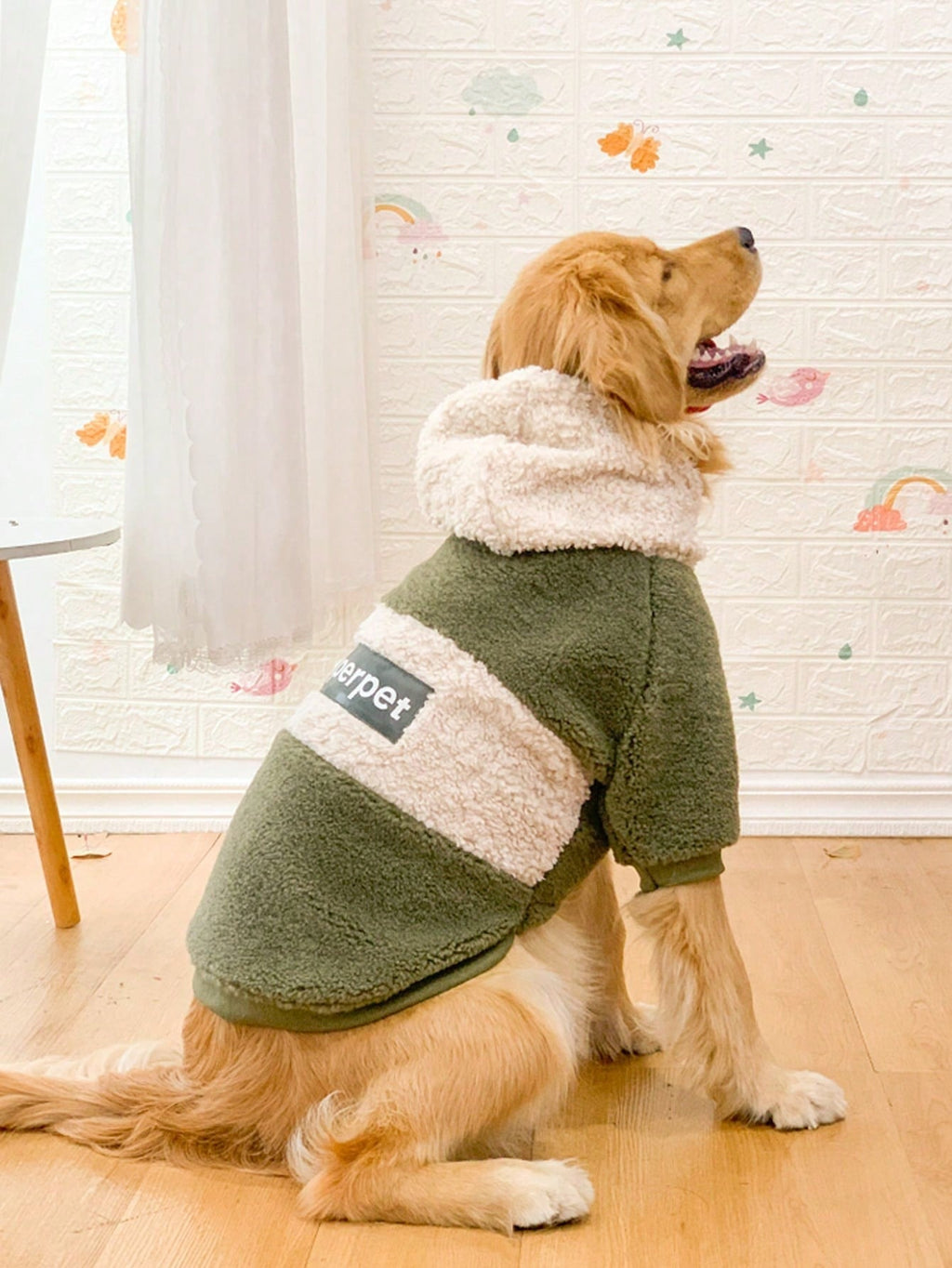 1pc Thick Fleece Hooded Sweatshirt Coat, Warm & Windproof For Medium/Large Dogs, Autumn/Winter