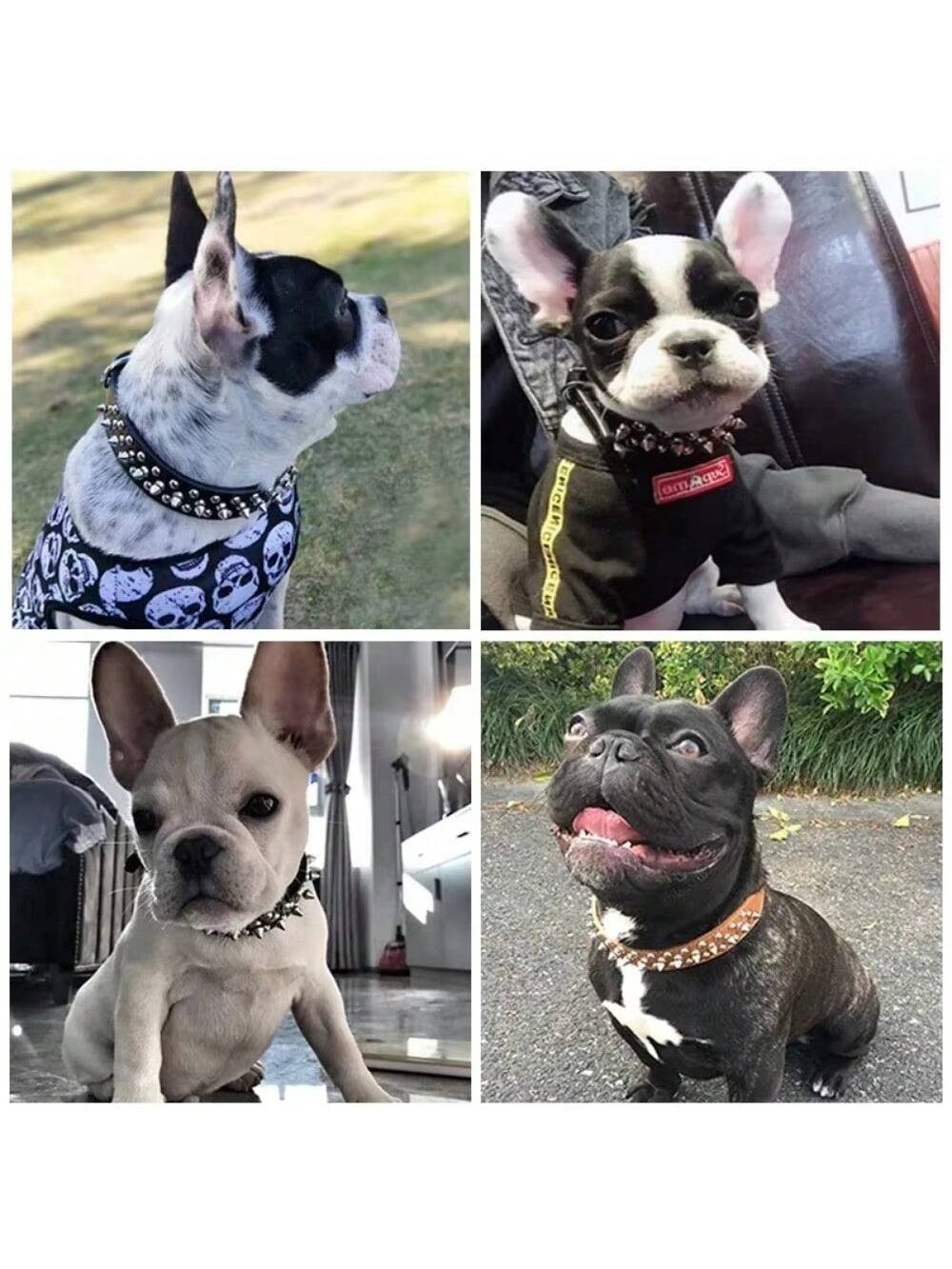 Pet Dog Collar Adjustable Leather Neck Strap Supplies PU Leather Punk Rivet Spiked Dog Collar Pet Collars For Small Medium Sized Dog, Large Dog Cat