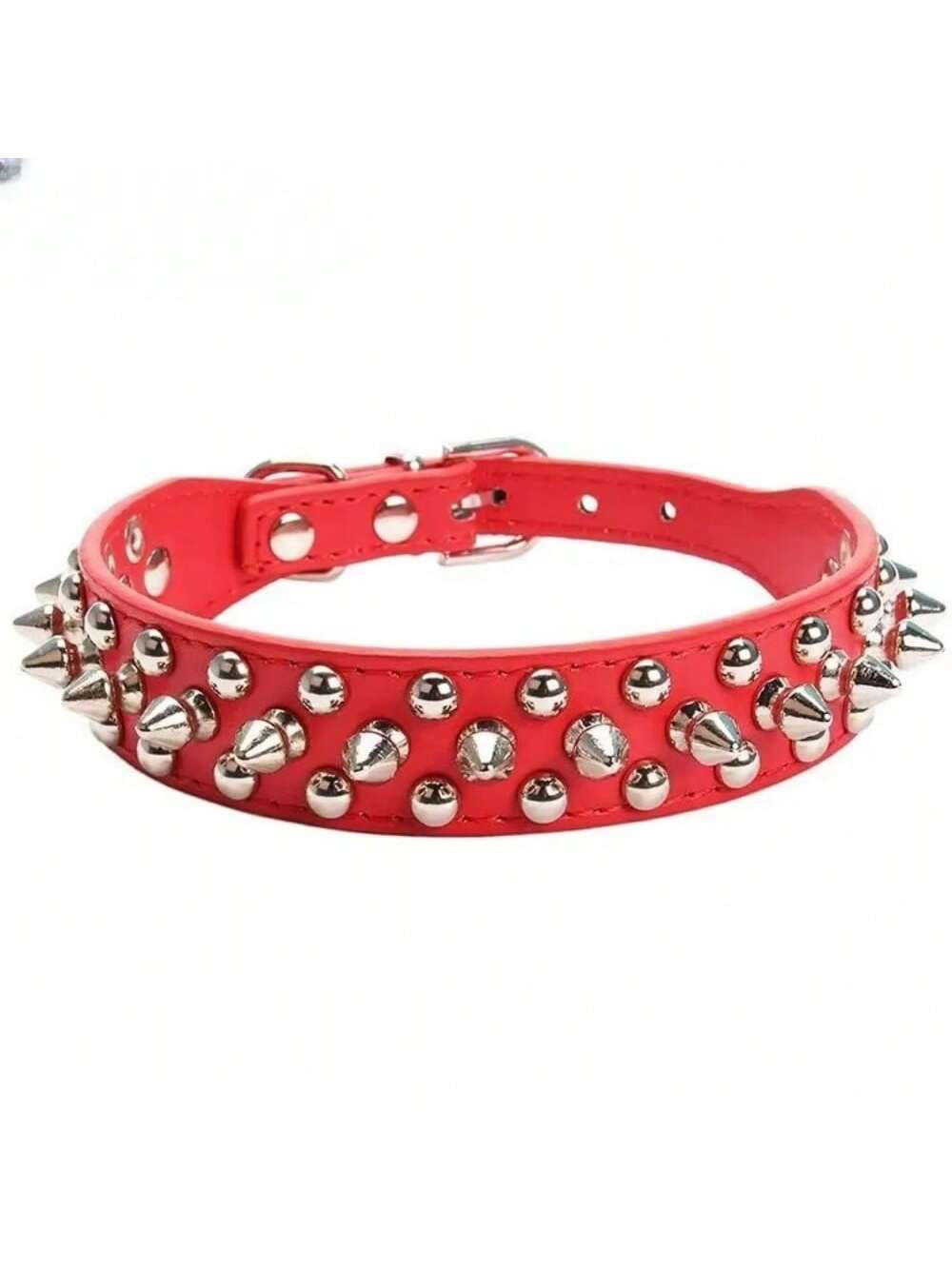 Pet Dog Collar Adjustable Leather Neck Strap Supplies PU Leather Punk Rivet Spiked Dog Collar Pet Collars For Small Medium Sized Dog, Large Dog Cat