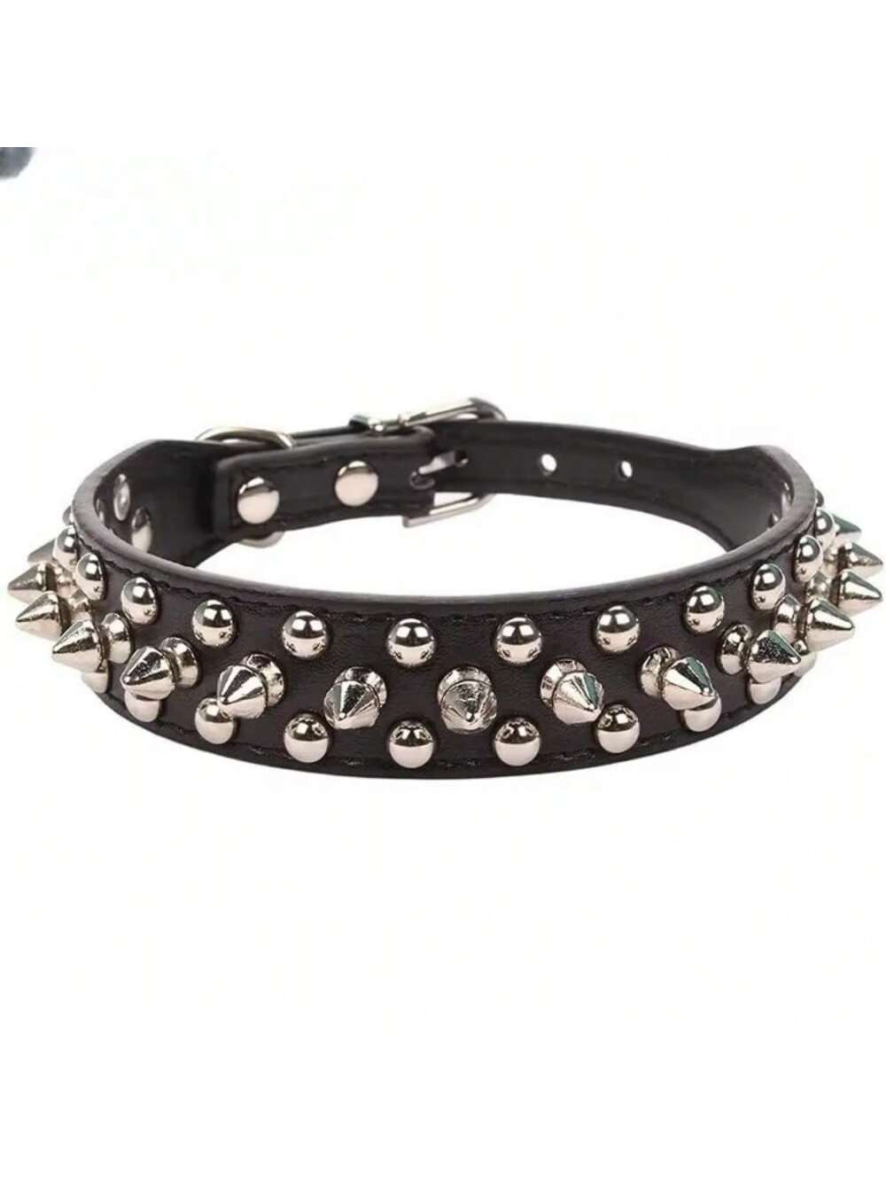 Pet Dog Collar Adjustable Leather Neck Strap Supplies PU Leather Punk Rivet Spiked Dog Collar Pet Collars For Small Medium Sized Dog, Large Dog Cat