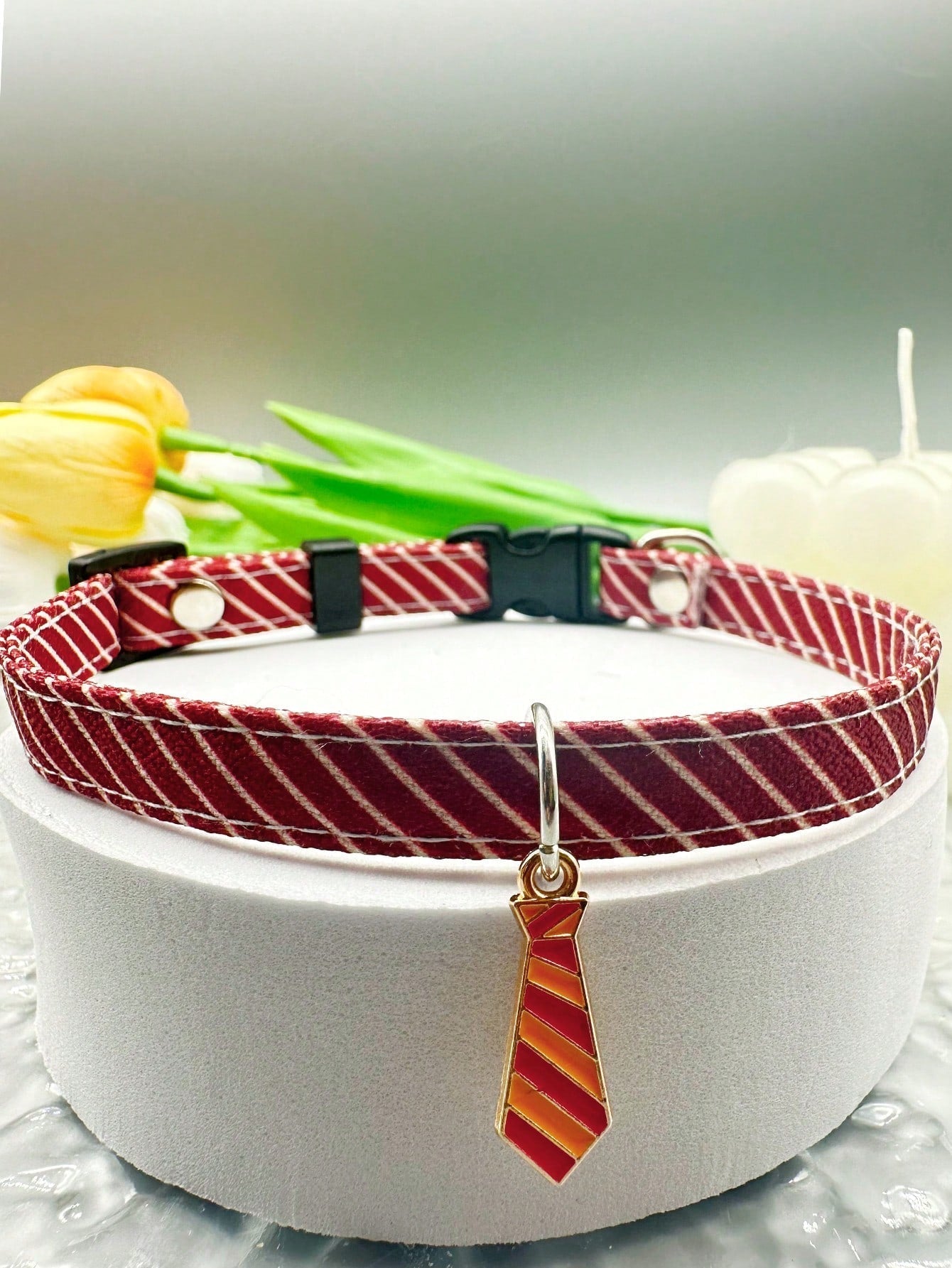 Striped Cat Collar, Lightweight Adjustable Cat Collar With Tie Pendant, Used For Wedding Party Decoration