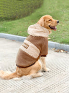 1pc Thick Fleece Hooded Sweatshirt Coat, Warm & Windproof For Medium/Large Dogs, Autumn/Winter