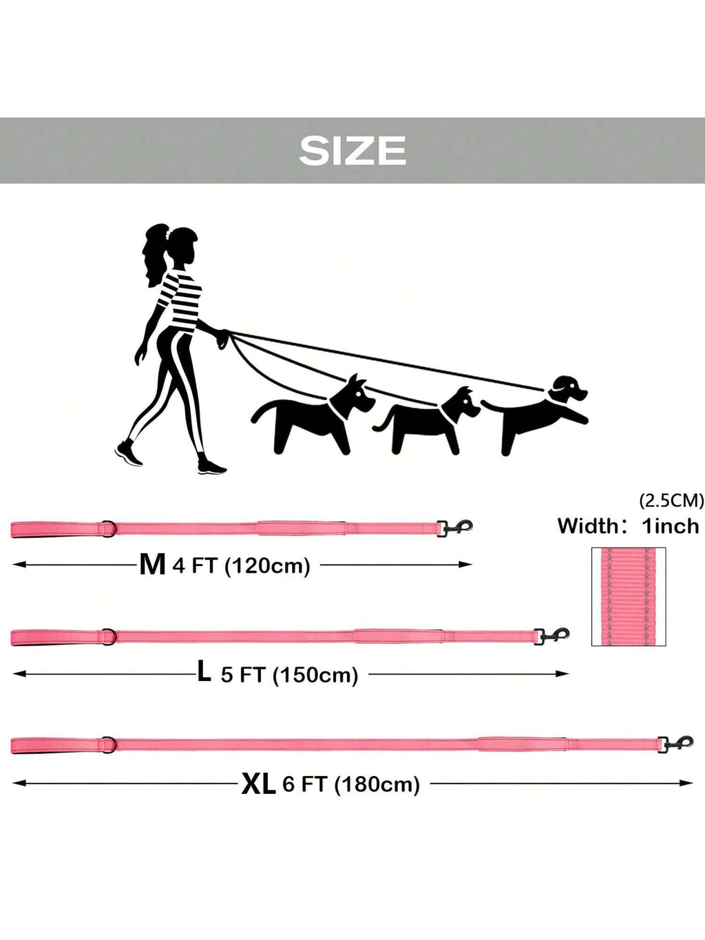 Heavy Duty Double Handle Dog Leash With Reflective Strips For Night Safety - Ideal For Large And Extra Large Breeds - Perfect For Outdoor Walking And Training