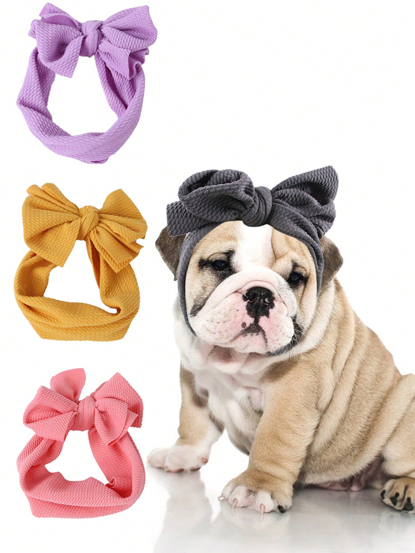 1pc Pet Headgear Teddy Up Bow Hat Dog Bunny Turban Knot Bow Hair Bands Head Wrap Rabbit Knitted Headband Gift Stretchy DIY Pet Accessories Suitable For Medium Dogs Perfect Birthday Gift