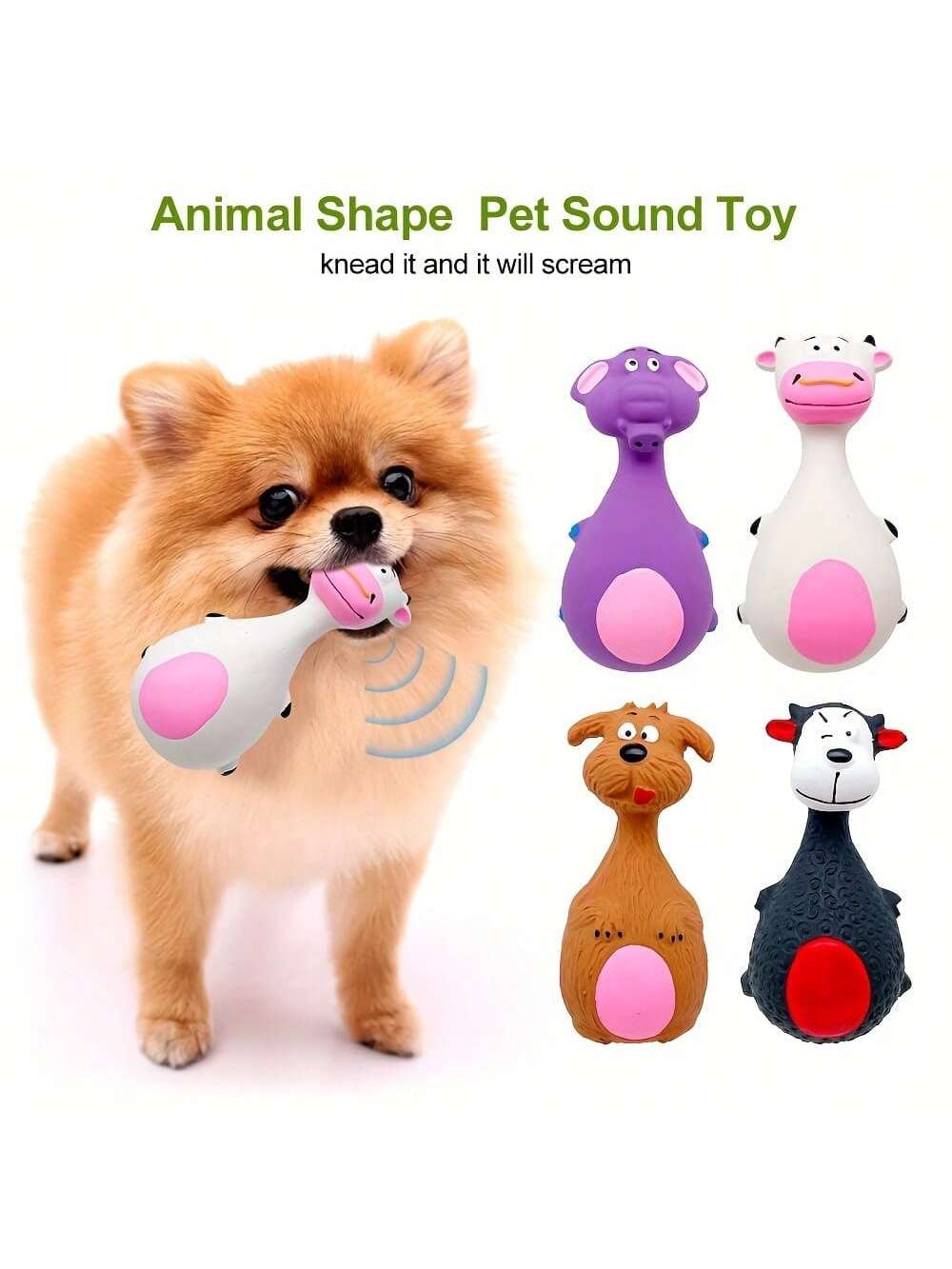 Dog Voice-Activated Latex Cute Cartoon Toys, Chew & Bite Resistant Latex Toys