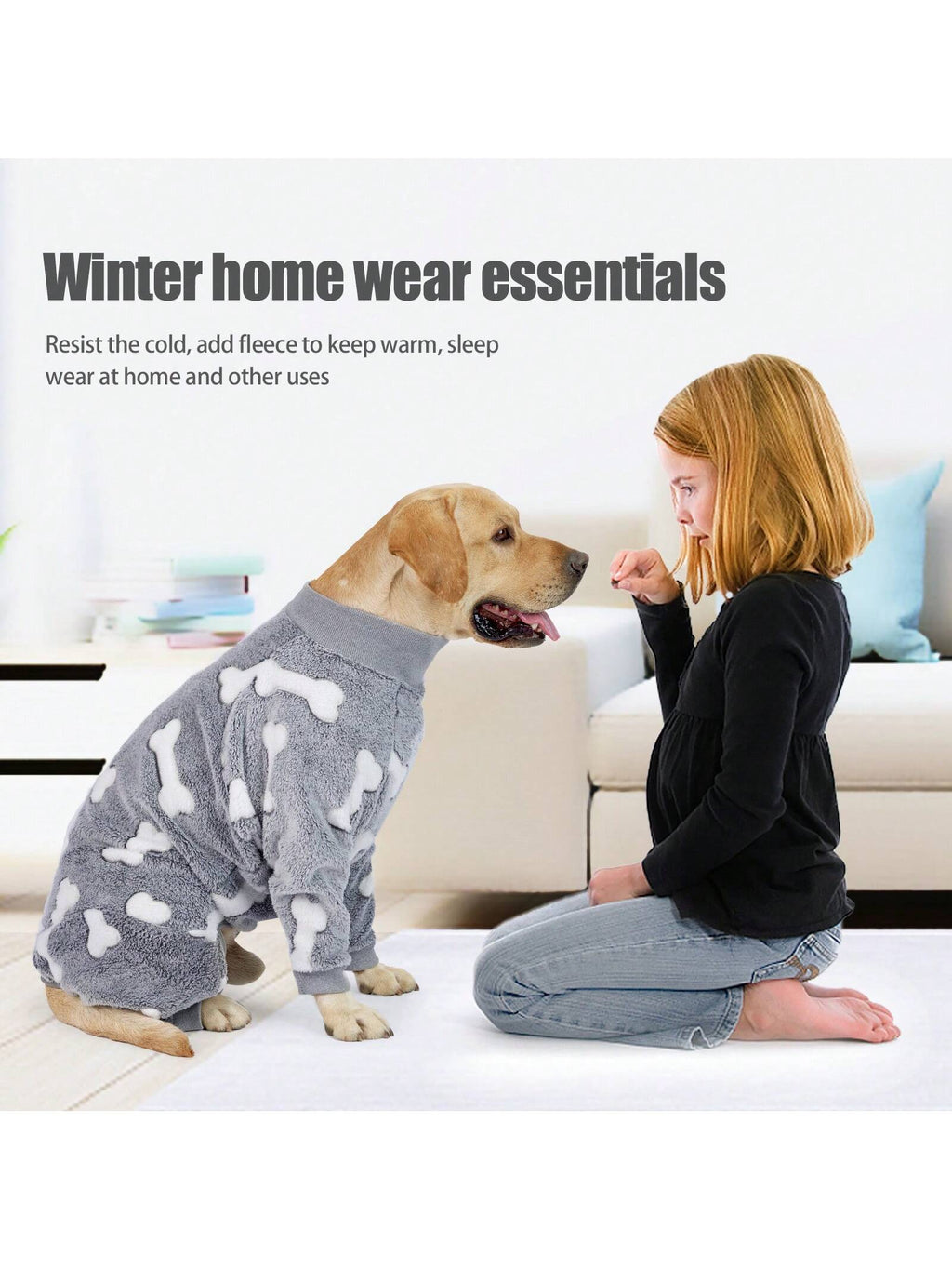 Fuzzy Dog Pajamas For Cold Weather 4 Legs Clothes, Dog Winter Clothes For Small Medium Large Dogs Pet With Feet Warm Soft Pet Romper Winter