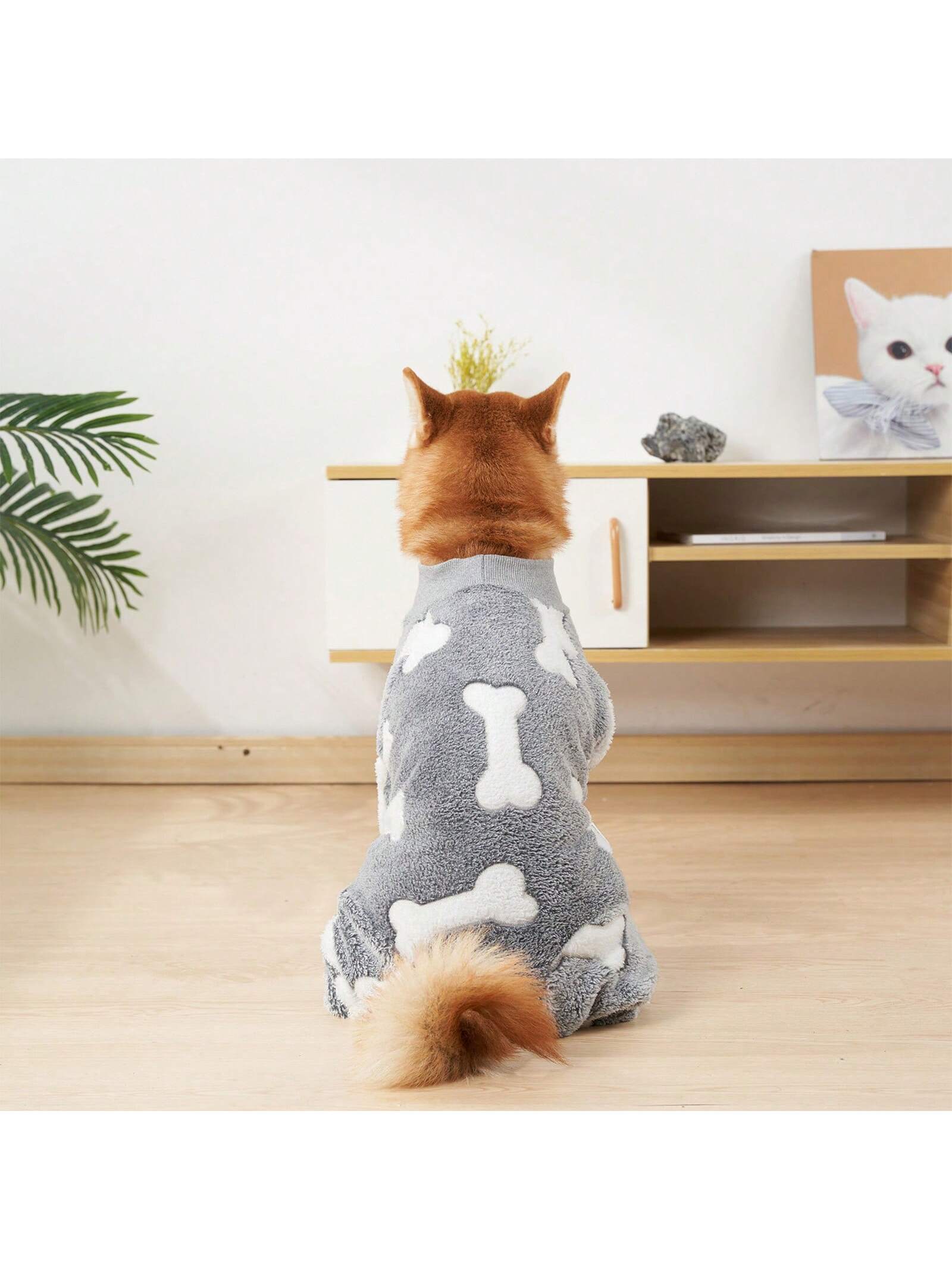 Fuzzy Dog Pajamas For Cold Weather 4 Legs Clothes, Dog Winter Clothes For Small Medium Large Dogs Pet With Feet Warm Soft Pet Romper Winter