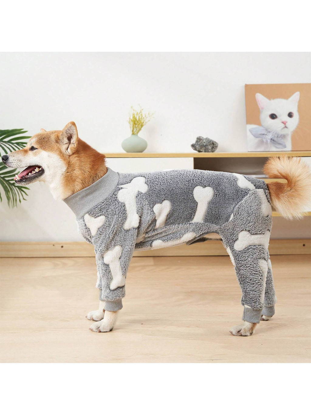 Fuzzy Dog Pajamas For Cold Weather 4 Legs Clothes, Dog Winter Clothes For Small Medium Large Dogs Pet With Feet Warm Soft Pet Romper Winter